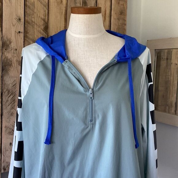 PINK 90’s Half‎ Zip Lightweight Oversized Hoodie Windbreaker Color Block Medium - Picture 2 of 15